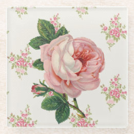 Dessous-de-verre En Verre Un Rose pour un Rose rose Vintage