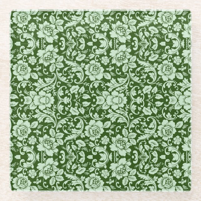 Dessous-de-verre En Verre Une damassé florale antique (Devant)