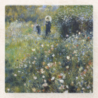 Dessous-de-verre En Verre Une femme avec un parasol dans un jardin par Augus