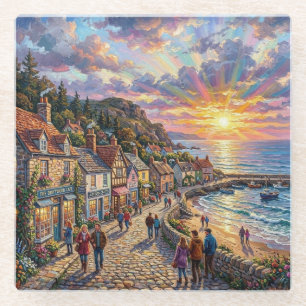 Dessous-de-verre En Verre Une promenade de village balnéaire magnifique au c
