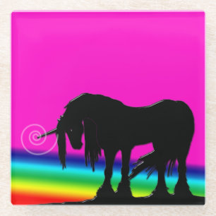 Dessous-de-verre En Verre Unicorne arc-en-ciel