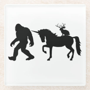 Dessous-de-verre En Verre Unicorne, Bigfoot, Jackalope