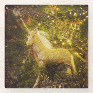Dessous-de-verre En Verre Unicorne d'or
