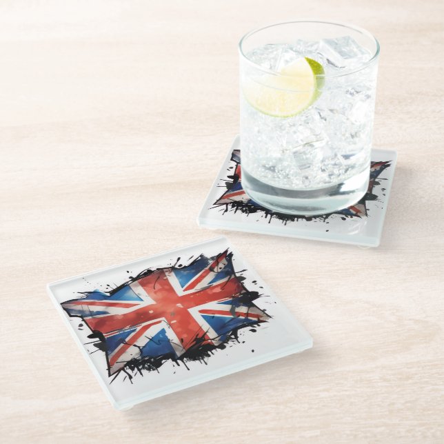 Dessous-de-verre En Verre Union jack glass coaster (Incliné)