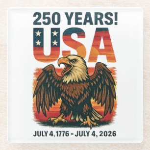Dessous-de-verre En Verre USA 250 Years - Patriotic Bald Eagle 4 juillet 202