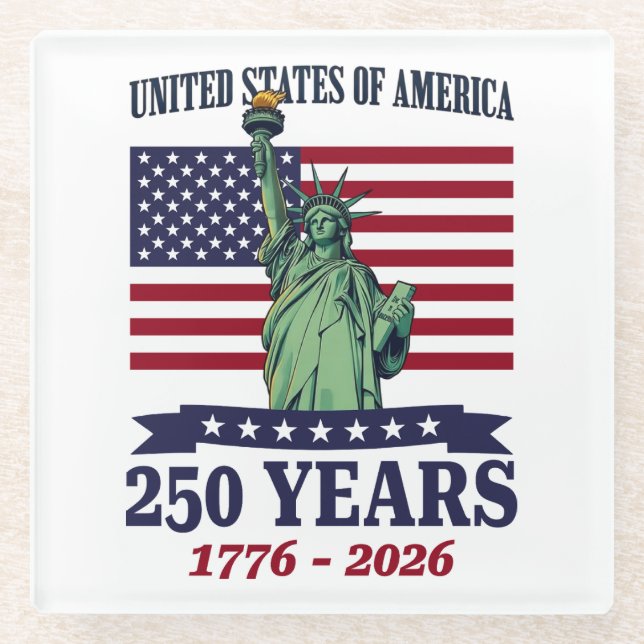 Dessous-de-verre En Verre USA Statue of Liberty 250 Years 1776-2026 (Devant)