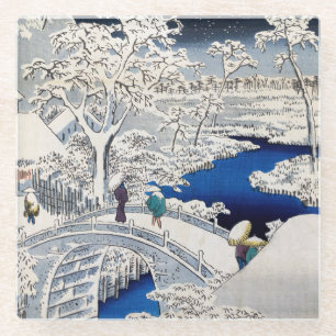 Dessous-de-verre En Verre Utagawa Hiroshige - Pont des tambours à Meguro