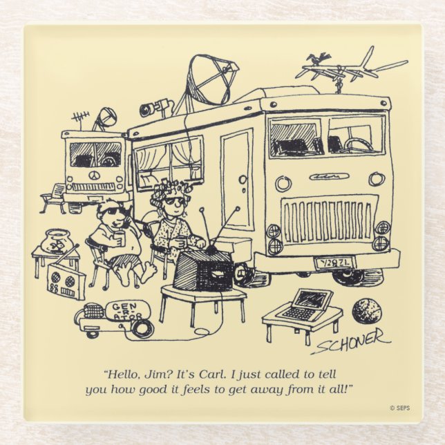 Dessous-de-verre En Verre Vacances de famille (Devant)