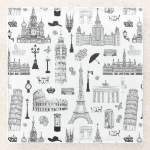 Dessous-de-verre En Verre Vacances En Europe Motif