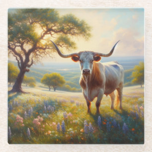 Dessous-de-verre En Verre Vache à landes du printemps du Texas
