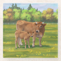 Vache d'Aubrac et veau mignon dans le pâturage de
