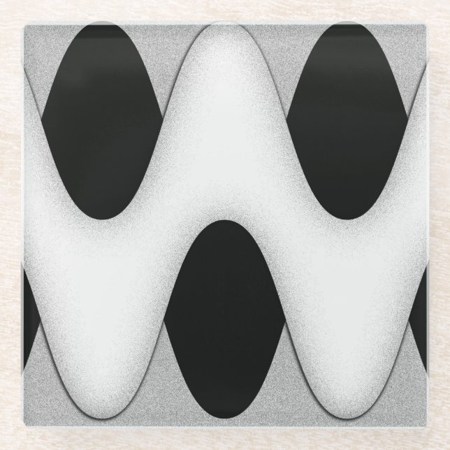 Dessous-de-verre En Verre Vague noire et blanche (Devant)