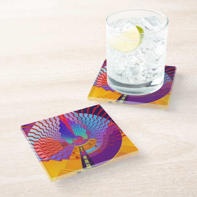 DESSOUS-DE-VERRE EN VERRE VAGUES ALÉATOIRES (Incliné)