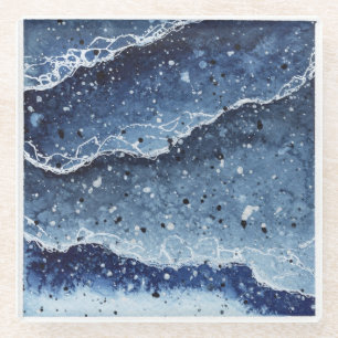 Dessous-de-verre En Verre Vagues de Dessous de verre aquarelle