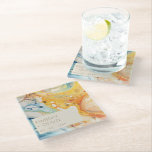 Dessous-de-verre En Verre Vagues de mer Abstraite et pierres de sable Mariag<br><div class="desc">Vagues de mer Abstraites et pierres de sable Dessous de verre de mariage de plage</div>