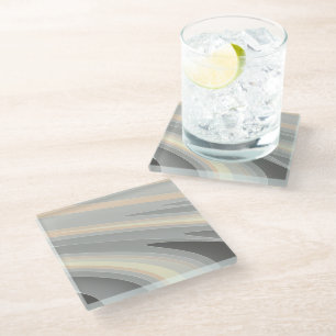 Dessous-de-verre En Verre vagues rose gris jaune