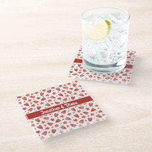 Dessous-de-verre En Verre Valentine Coeurs & Etoiles Motif Dessous de verre