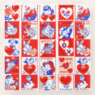 Dessous-de-verre En Verre Valentine Retro Love Hugs Motif