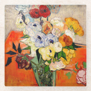 Dessous-de-verre En Verre Van Gogh Roses and Anemones