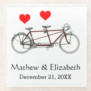 Dessous-de-verre En Verre Vélo tandem vintage mignon sur mesure pour mariage