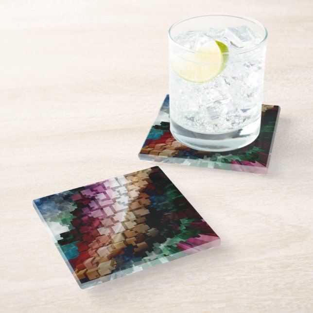 Dessous-de-verre En Verre Vent foncé centré sur le cube (Incliné)