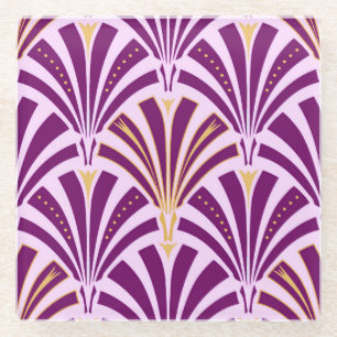 Dessous-de-verre En Verre Ventilateur Art Déco motif - violet et orchidée
