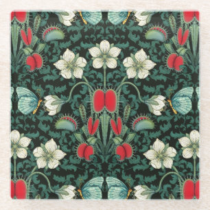 Dessous-de-verre En Verre Vénus Flytrap et Blue Butterfly