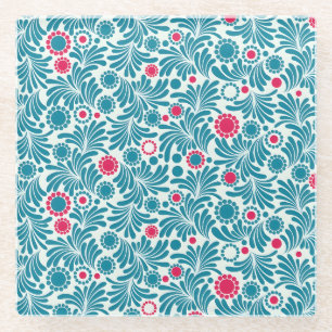 Dessous-de-verre En Verre Verre de couleur bleu de style vintage à motif bot