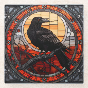 Dessous-de-verre En Verre Verre Éffrayant Raven
