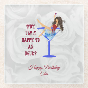 Dessous-de-verre En Verre Verre Et Fille À Vins