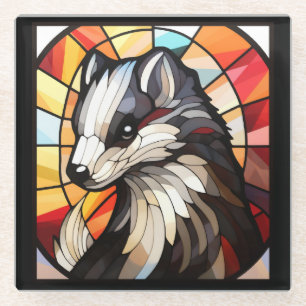 Dessous-de-verre En Verre Verre Tiré Ami Forêt Skunk