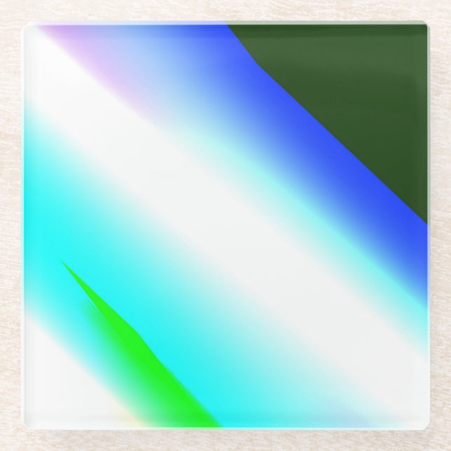 Dessous-de-verre En Verre Vert bleu arc-en-ciel texture abstraite motif art  (Devant)