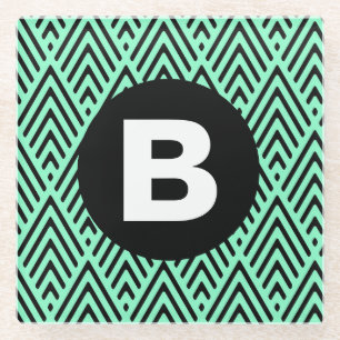 Dessous-de-verre En Verre Vert menthe tendance motif chevron monogramme