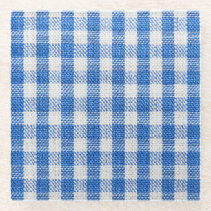 Dessous-de-verre En Verre Vêtements de table recouverts de blanc bleu.