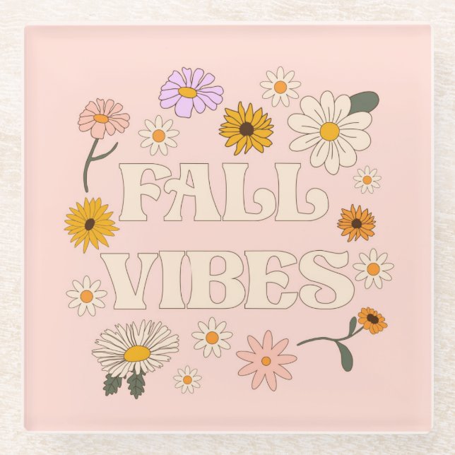 Dessous-de-verre En Verre Vibes de automne roses (Devant)