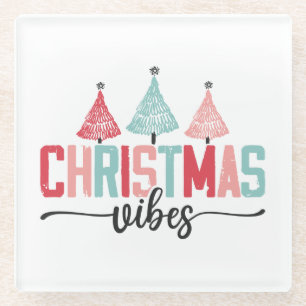 Dessous-de-verre En Verre Vibes de Noël - Festive Tree Design
