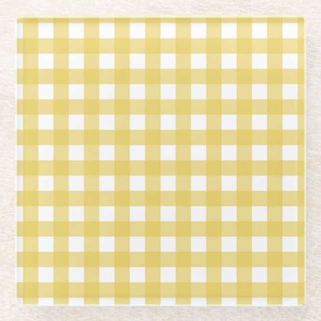 Dessous-de-verre En Verre Vichy Jaune clair (Devant)