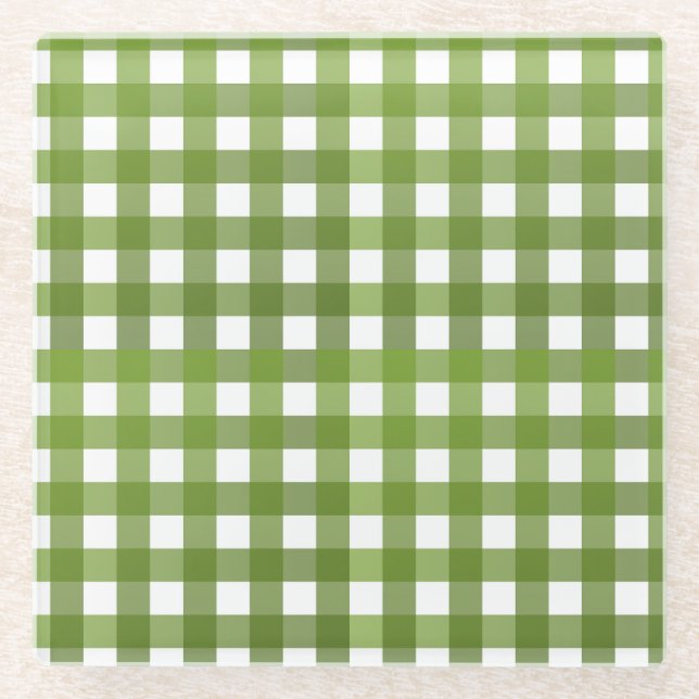 Dessous-de-verre En Verre Vichy vert (Devant)