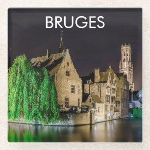 Dessous-de-verre En Verre Vieille ville de Bruges et tour du Beffroi