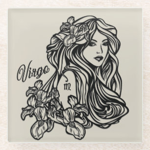 Dessous-de-verre En Verre Vierge du zodiaque doré