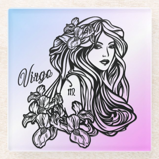 Dessous-de-verre En Verre Vierge Vierge Zodiaque Violet (Devant)