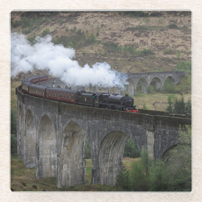 Dessous-de-verre En Verre Vieux train de vapeur sur le viaduc de Glenfinnan (Devant)