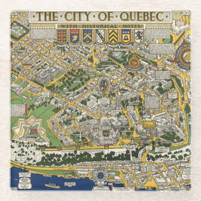 Dessous-de-verre En Verre Ville de carte du Québec (Devant)