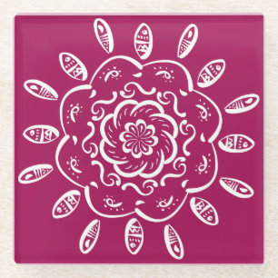 Dessous-de-verre En Verre Vin Mandala