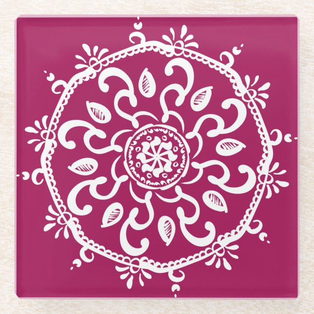 Dessous-de-verre En Verre Vin Mandala (Devant)