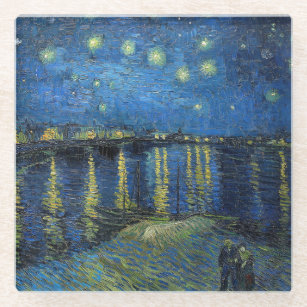 Dessous-de-verre En Verre Vincent van Gogh - Nuit étoilée sur le Rhône