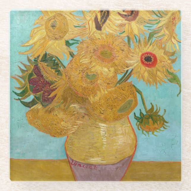 Dessous-de-verre En Verre Vincent Van Gogh - Vase avec douze tournesols (Devant)