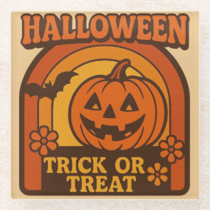 Dessous-de-verre En Verre Vintage 1970 Trick or Treat Halloween