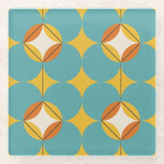 Dessous-de-verre En Verre Vintage Abstrait, Motif scandinave géométrique.