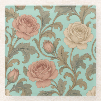 Dessous-de-verre En Verre Vintage Botanical Rose